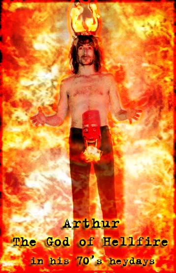 Arthur Brown with his legendary fire-helmet
